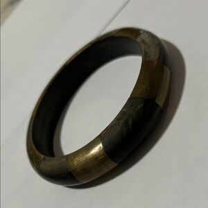 Vintage Horn and Brass Bangle Bracelet